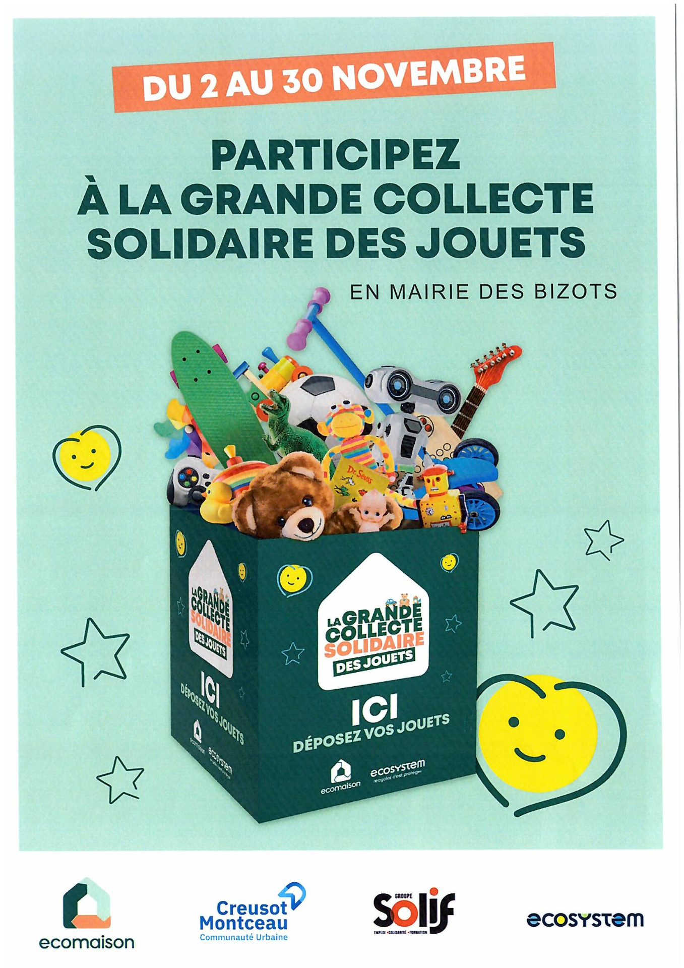Collecte solidaire des jouets en Mairie des Bizots