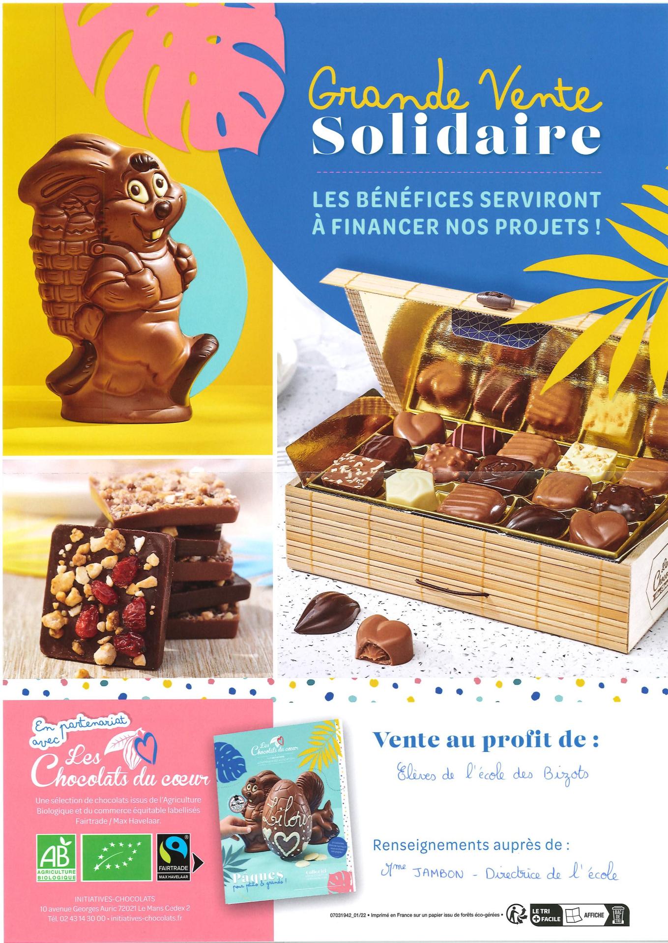 Vente de chocolats